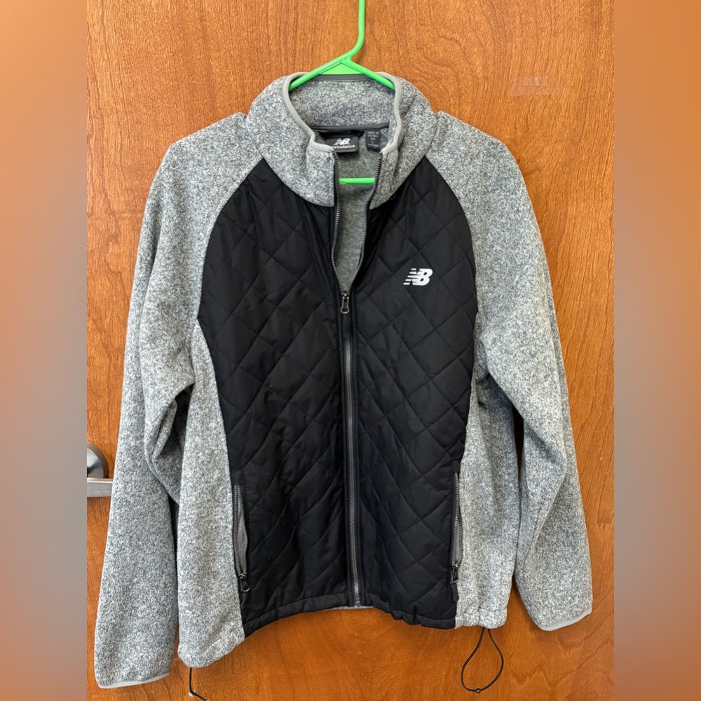 New Balance Grey & Black Quilted Zip Jacket
